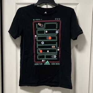 adidas Black Tee with Neon Arcade Sports Graphic